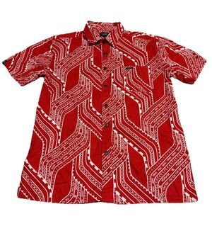 Tanoa Men's 100% Cotton Samoan Polynesian Tribal Button Down Collar Shirt M